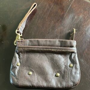 Tano brown leather wristlet